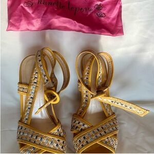 Nanette Lepore Yellow and Blue Woven Sandals